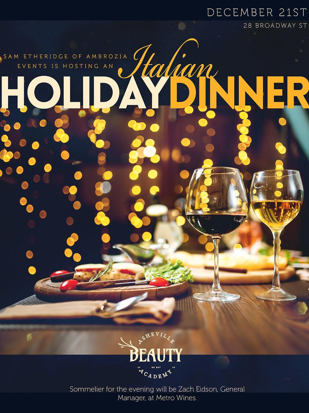 Menu for An Italian Wine Dinner on 12-21!